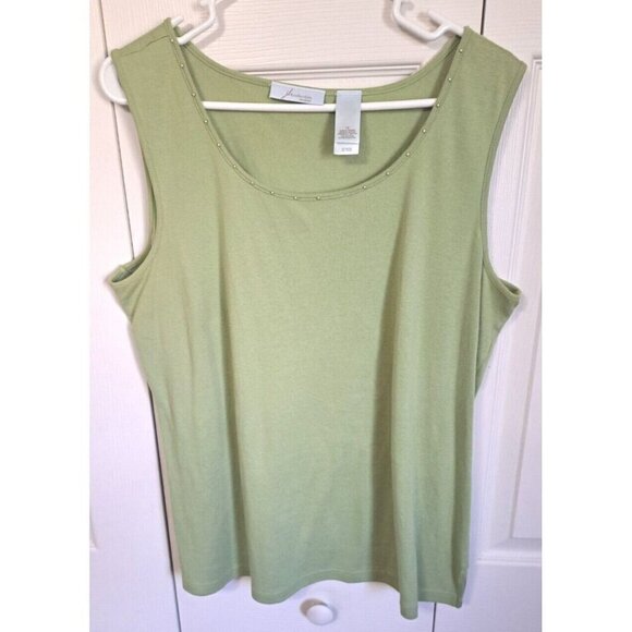 JH Collectibles 1X and 16W 3-Pc Green Embroidered Set Shirt/Tank(1X) Skirt(16W) - Picture 4 of 16